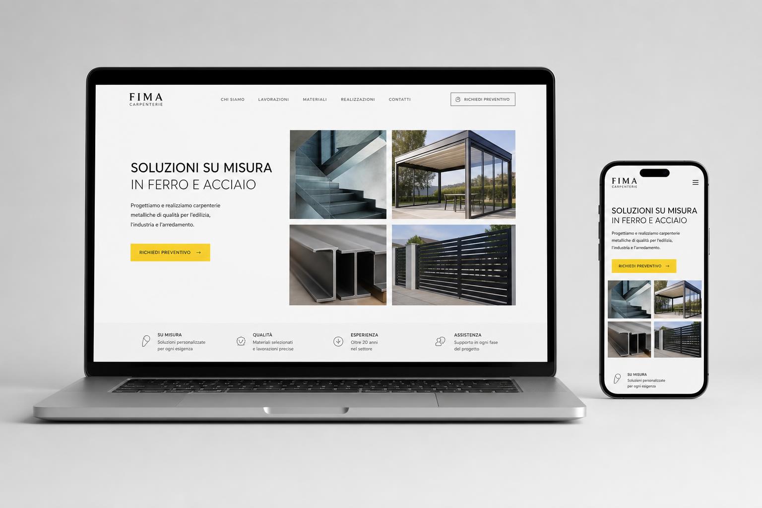 Sito web ad alta conversione mostrato su desktop e smartphone